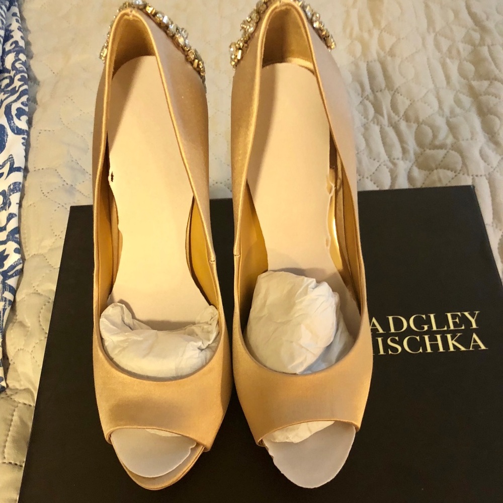 Badgley Mischka Kiara Embellished Peep-Toe Pumps